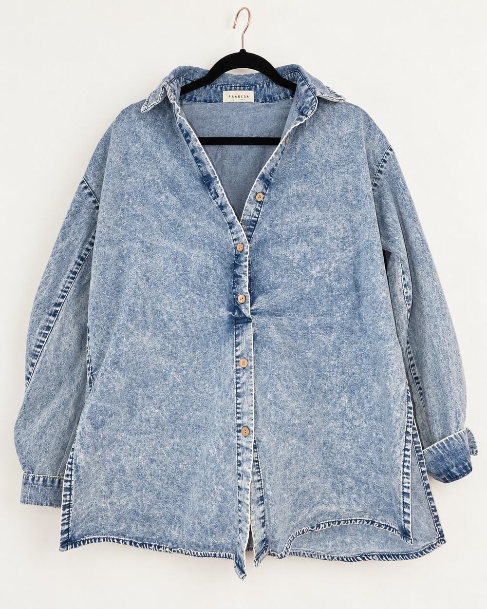 Promesa Oversized Acid Wash Soft Denim Shirt Dress